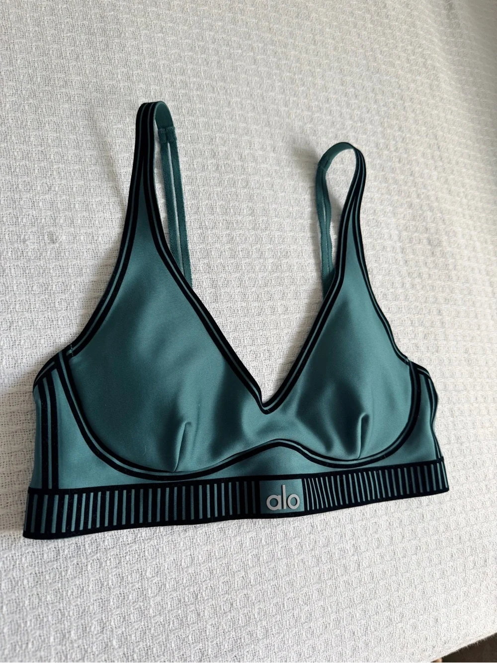 ALO Yoga Teal Sports Bralette with Black Trim